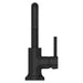 Pfister Tenet single-control bathroom faucet in matte black, front view showcasing the straight high-arc spout and minimalist cylindrical design.