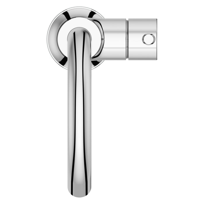 Pfister Tenet single-control bathroom faucet in polished chrome, top-down view showcasing the sleek high-arc spout and cylindrical handle detail.