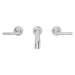 Pfister Tenet 2-handle wall-mount bathroom faucet in polished chrome, front view showcasing its angular spout and minimalist lever handles.