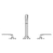 Pfister Tenet 2-handle 8-inch widespread bathroom faucet in polished chrome, front angled view showcasing its clean lines and modern aesthetic.