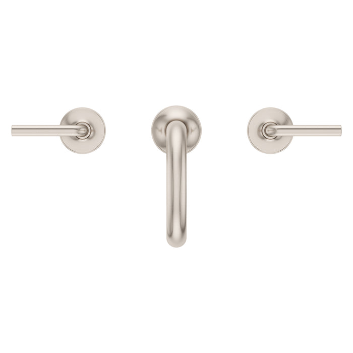 Pfister Tenet 2-handle 8-inch widespread bathroom faucet in brushed nickel, top view showcasing its modern finish and balanced layout.