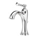 Front view of the Pfister Tisbury single-handle bathroom faucet in polished chrome, featuring a classic design with a sculpted spout and decorative detailing.