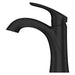 Pfister Weller single-control bathroom faucet in matte black, side view emphasizing the elegant profile and modern spout design.