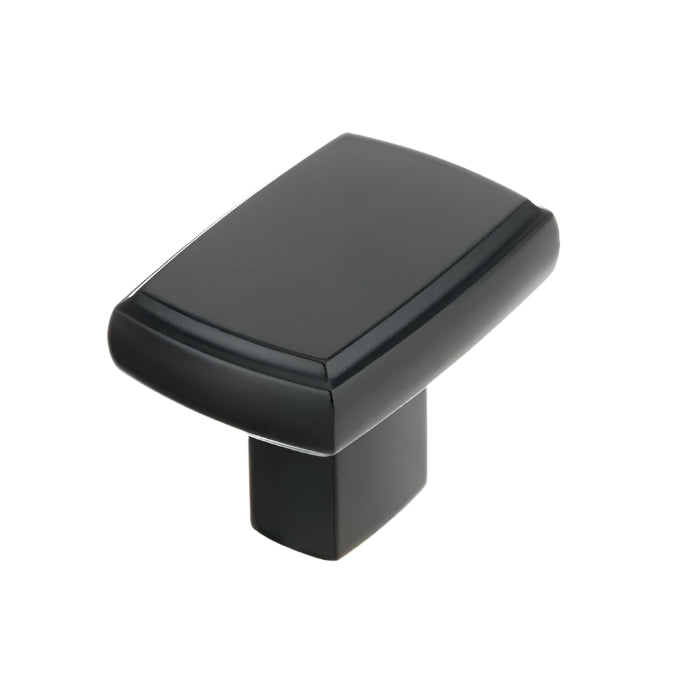 8655 Modern Metal Rectangular Knob - Matte Black - Cabinet Knob