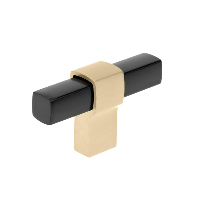 8715 Modern Metal T-Knob - Brushed Brass / Black - T-Knob