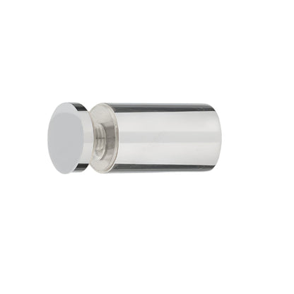 Richelieu 8710R cylindrical glass door knob in chrome angled view showing sleek form and polished surface.