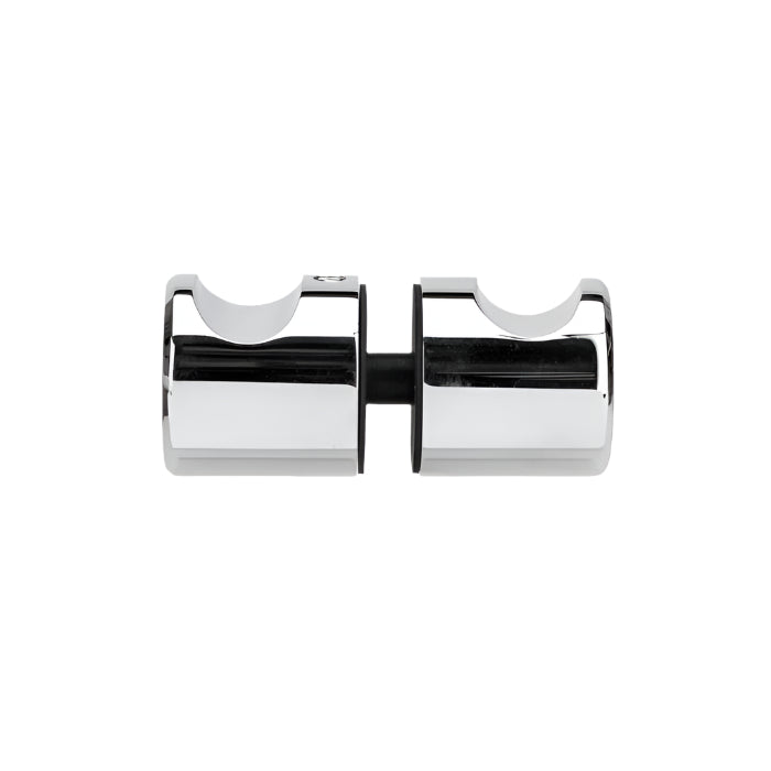 Richelieu 8710 cylindrical glass door knob in chrome front view showing flat face and curved finger grips.