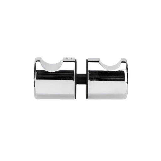 Richelieu 8710 cylindrical glass door knob in chrome front view showing flat face and curved finger grips.