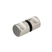 Richelieu 8710 cylindrical glass door knob in brushed nickel front view showing flat face and curved finger grips.