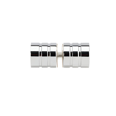 Richelieu 8732 round glass door knob in chrome side view showing cylindrical shape and compact profile.