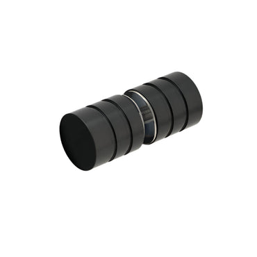 Richelieu 8732 round glass door knob in matte black front view showing smooth face and grooved cylindrical design.