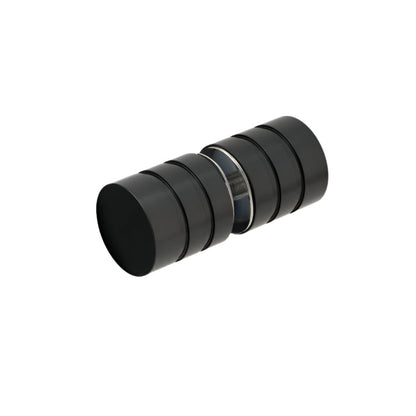 Richelieu 8732 round glass door knob in matte black front view showing smooth face and grooved cylindrical design.