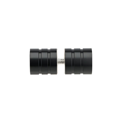 Richelieu 8732 round glass door knob in matte black side view showing smooth face and grooved cylindrical design