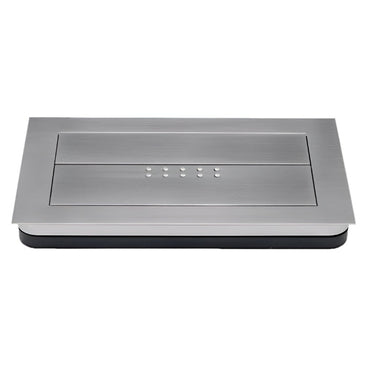 Richelieu 1011 modern recessed metal pull in brushed nickel front view showing flush profile and rectangular recess.