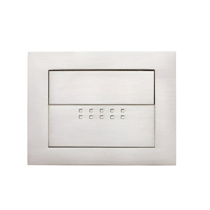 Richelieu 2011 recessed metal pull in brushed nickel front view showing flush profile and release flap.