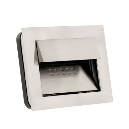 Richelieu 2011 recessed metal pull in brushed nickel front angle view showing flush profile and angled edges