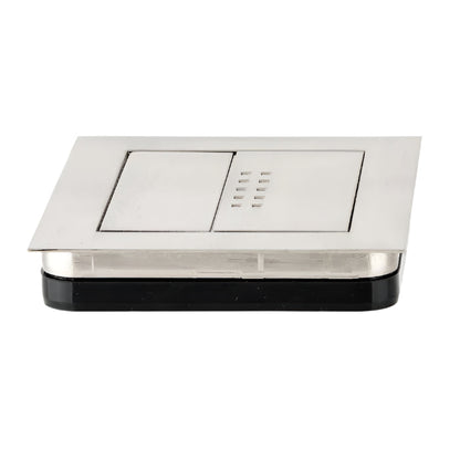 Richelieu 2011 recessed metal pull in brushed nickel front angle view showing flush profile and release flap
