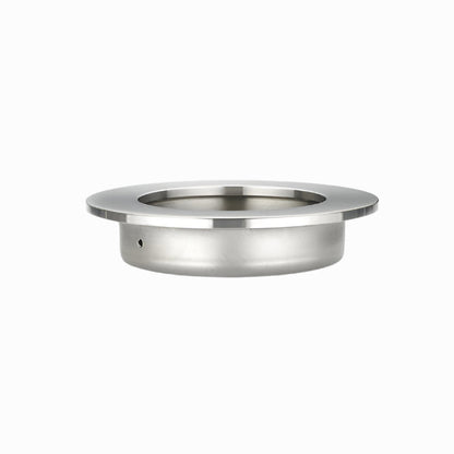 Richelieu 3402 modern recessed metal pull in brushed nickel side view showing circular recess and smooth profile.