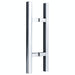 Richelieu 701 square ladder pull for glass and wood doors, front view in polished stainless steel.