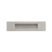 Richelieu 7050 modern recessed metal pull in brushed nickel front view showing recessed opening and flush profile.