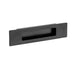 Richelieu 7050 modern recessed metal pull in matte black front view showing recessed opening and flush profile.