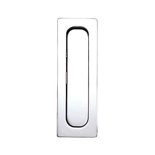Richelieu 7211 modern recessed cabinet pull in matte chrome, front view showing its flush, minimalist design.