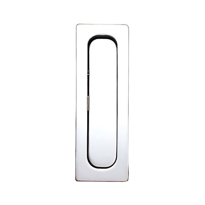 Richelieu 7211 modern recessed cabinet pull in matte chrome, front view showing its flush, minimalist design.