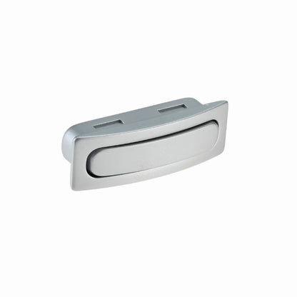 Richelieu 7211 modern recessed cabinet pull in matte chrome, side view highlighting recessed grip and sleek profile