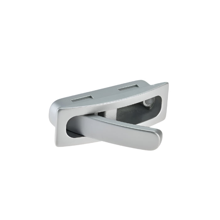 Richelieu 7211 modern recessed cabinet pull in matte chrome top view showing flush installation on cabinet face