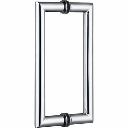 Richelieu 87D2R round tubular pull in stainless steel front view showing clean curves and smooth cylindrical profile for glass doors.