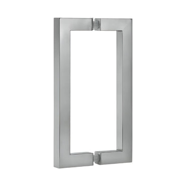 Richelieu 87D2S square tubular pull for glass doors, front view in brushed nickel stainless steel.