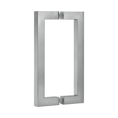 Richelieu 87D2S square tubular pull for glass doors, front view in brushed nickel stainless steel.