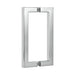 Richelieu 87D2S square tubular pull for glass doors, front view in polished stainless steel.