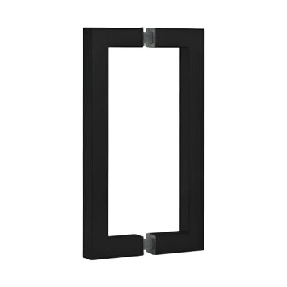 Richelieu 87D2S square tubular pull for glass doors, front view in matte black