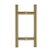 Richelieu 87H2R ladder pull for glass doors, side view in satin brass.