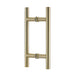Richelieu 87H2R ladder pull for glass doors, front view in satin brass.