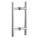Richelieu 87H2R ladder pull for glass doors, front view in polished stainless steel.
