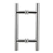 Richelieu 87H2R ladder pull for glass doors, side view in polished stainless steel.