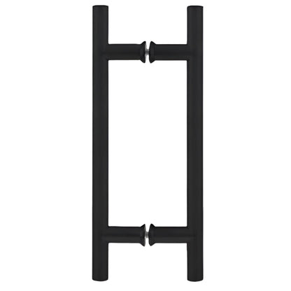 Richelieu 87H2R ladder pull for glass doors, side view in matte black.