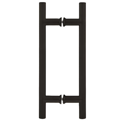 Richelieu 87H2R ladder pull for glass doors, side view in oil-rubbed bronze.