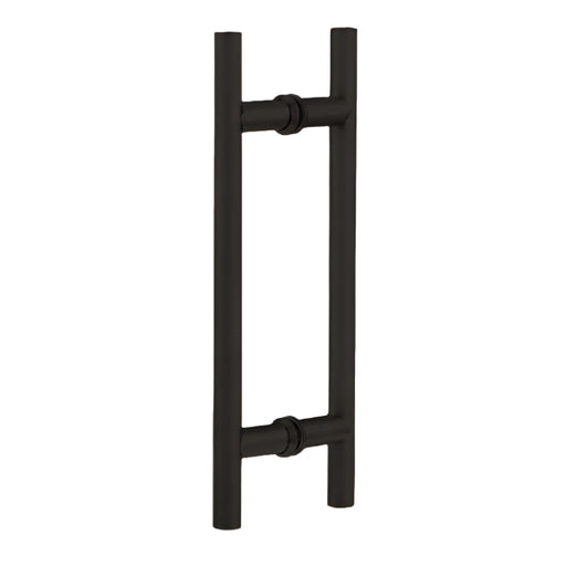 Richelieu 87H2R ladder pull for glass doors, front view in oil-rubbed bronze.