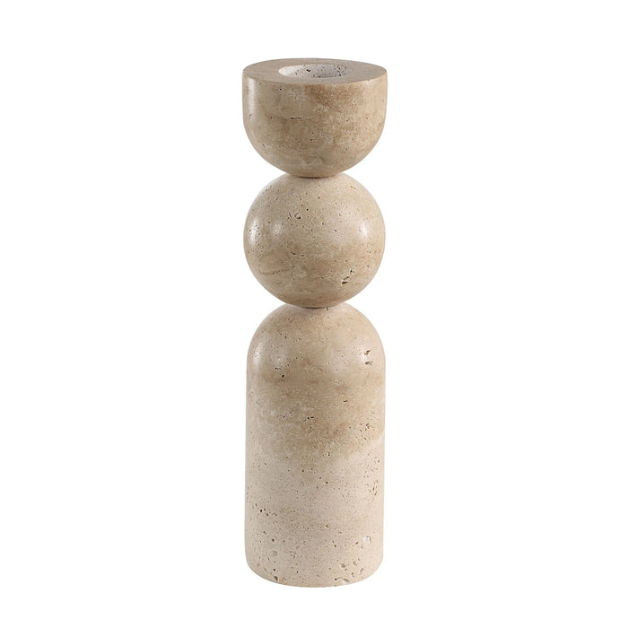 Amarena Candle Holder Set – Travertine, Natural Finish