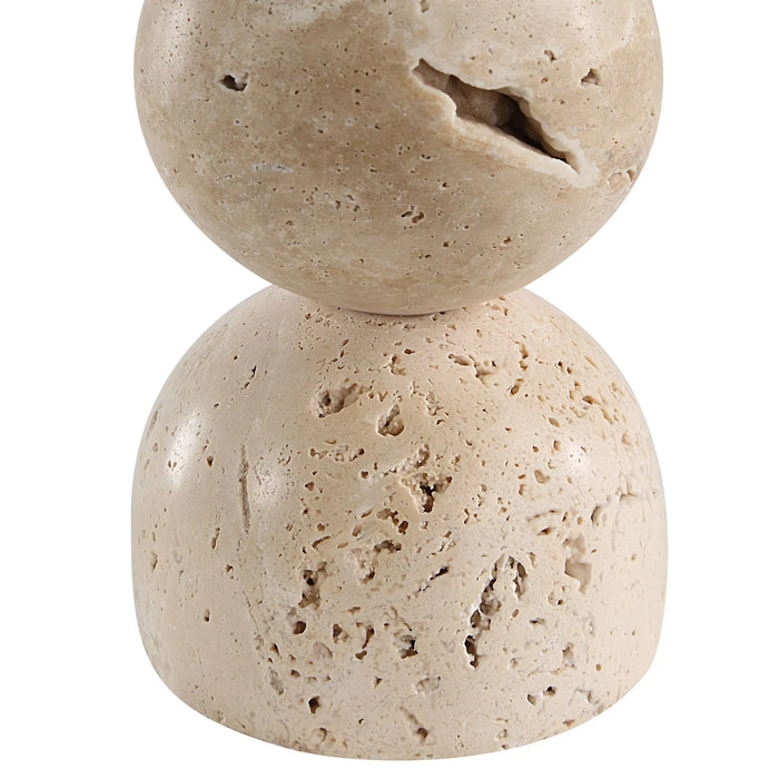 Amarena Candle Holder Set – Travertine, Natural Finish