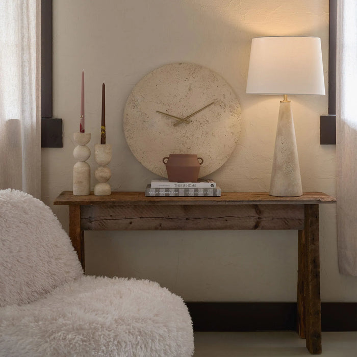 Amarena Candle Holder Set – Travertine, Natural Finish