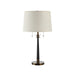 Desk lamp with a white shade on a white background