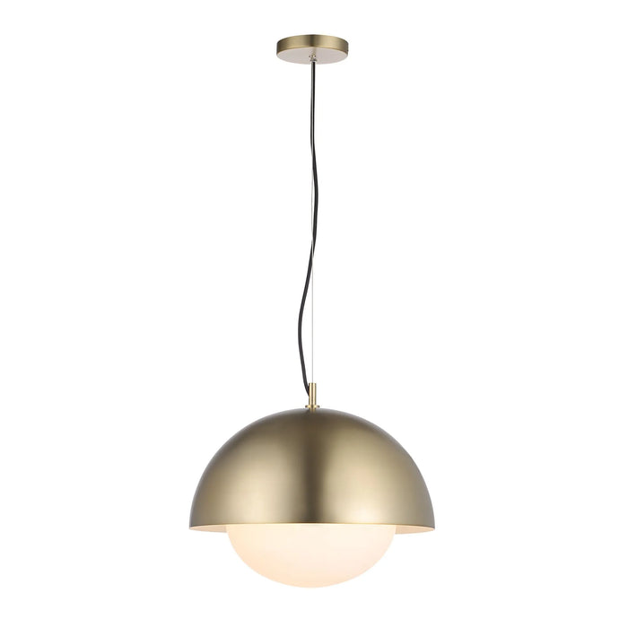 Gold pendant light on a white background