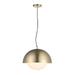 Gold pendant light on a white background