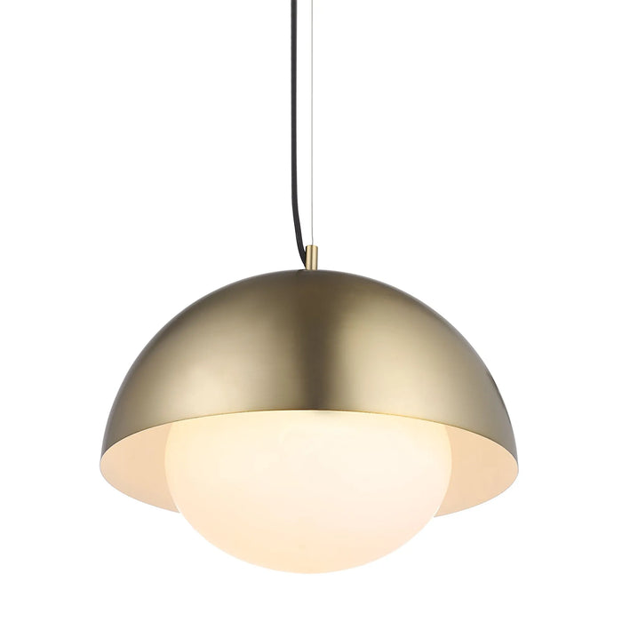 Gold pendant light on a white background
