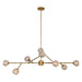 Gold chandelier with multiple glass bulbs on a white background