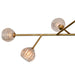 Modern wall light fixture with three glass globe lights on a white background